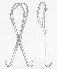 forceps et levier des Chamberlen découvert à Malden en 1813