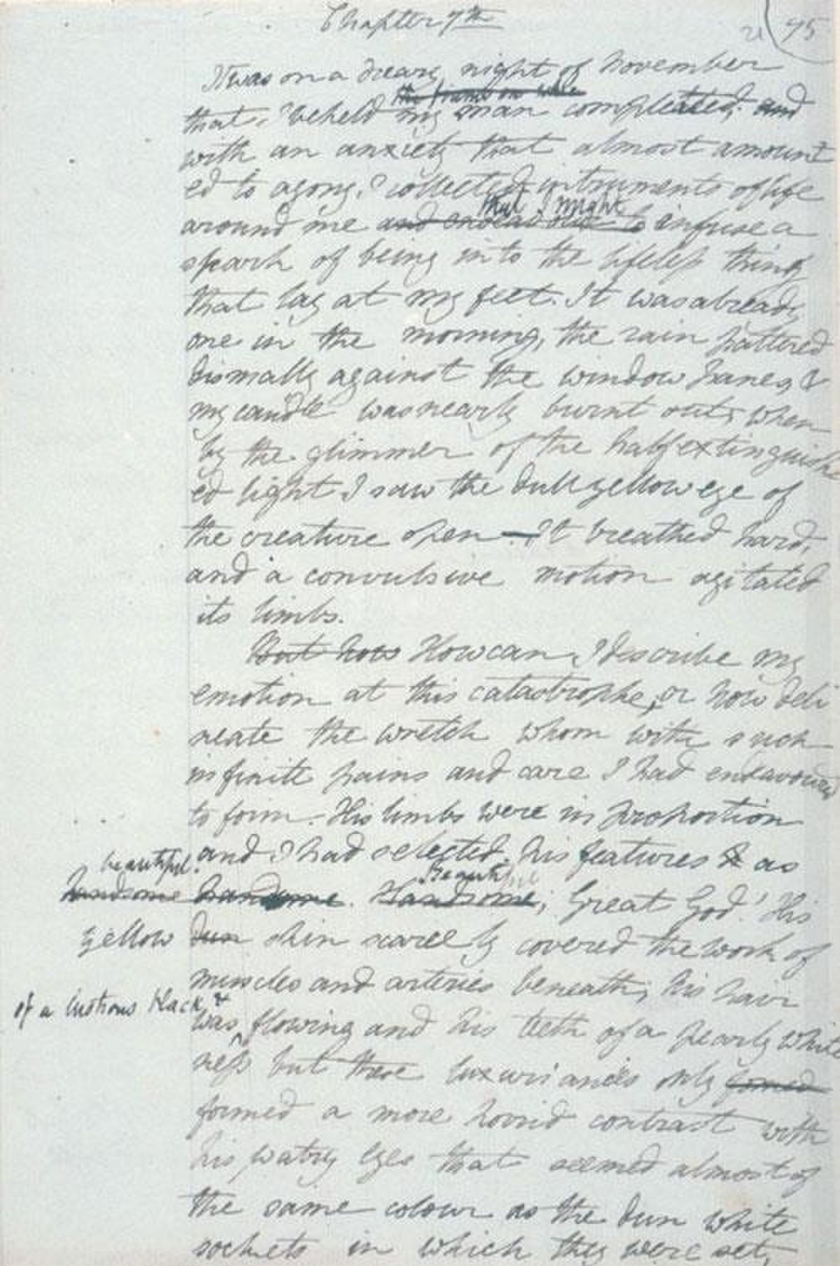  Manuscrit de Frankenstein.