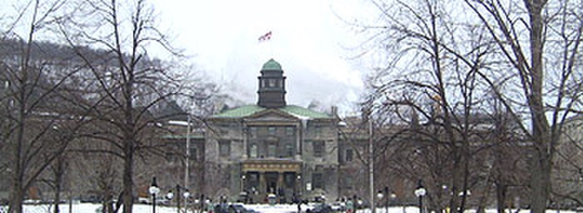 Le pavillon des Arts en hiver. Construit en 1843, il s'agit du plus vieil édifice du campus.
