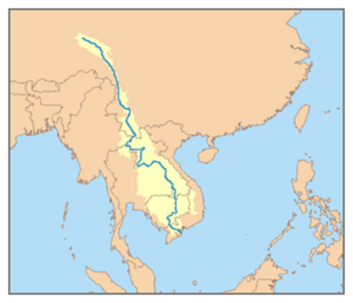 Carte du bassin versant du Mékong.