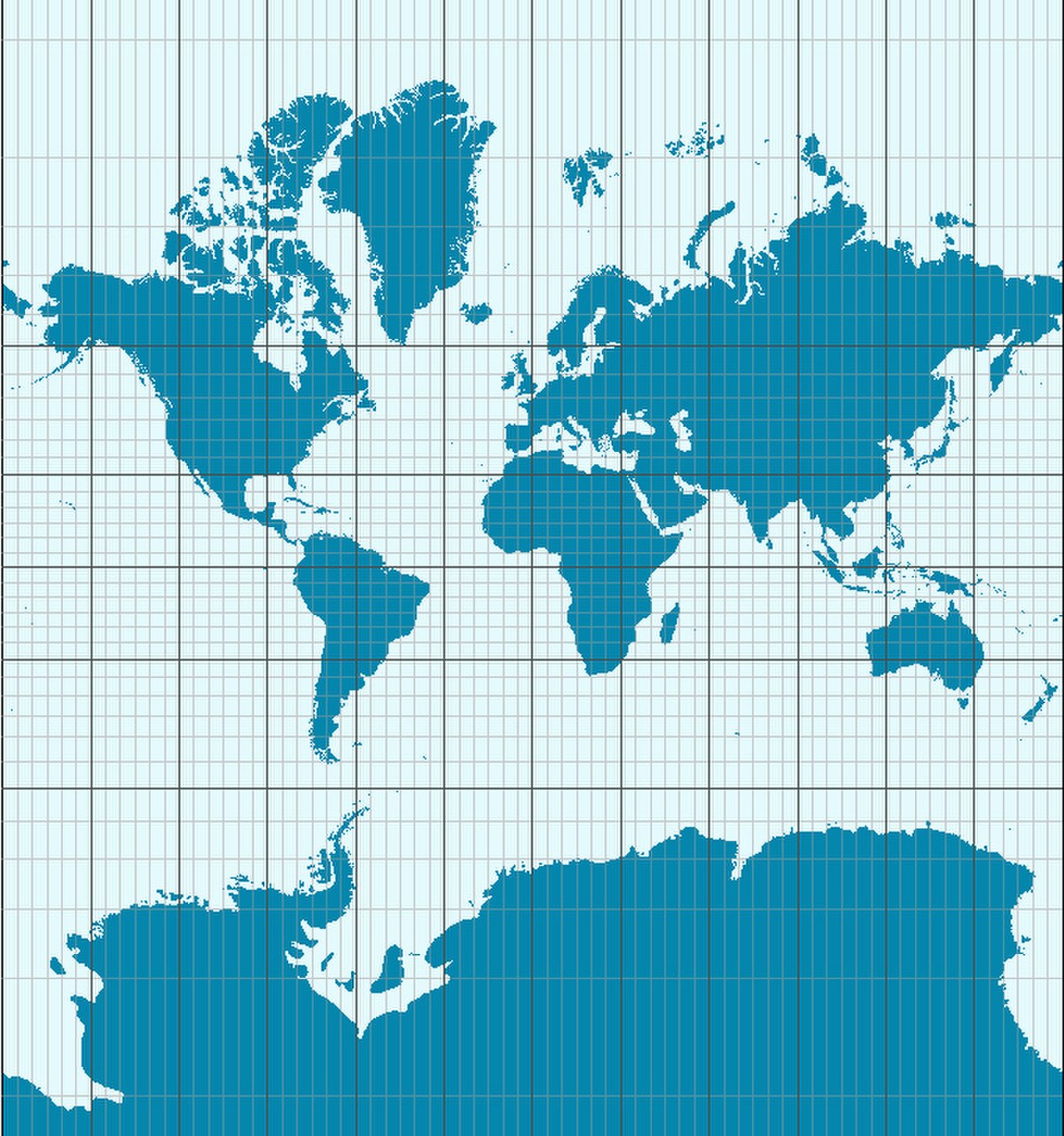 Projection de la carte de Mercator. Schéma d'un globe de la terre