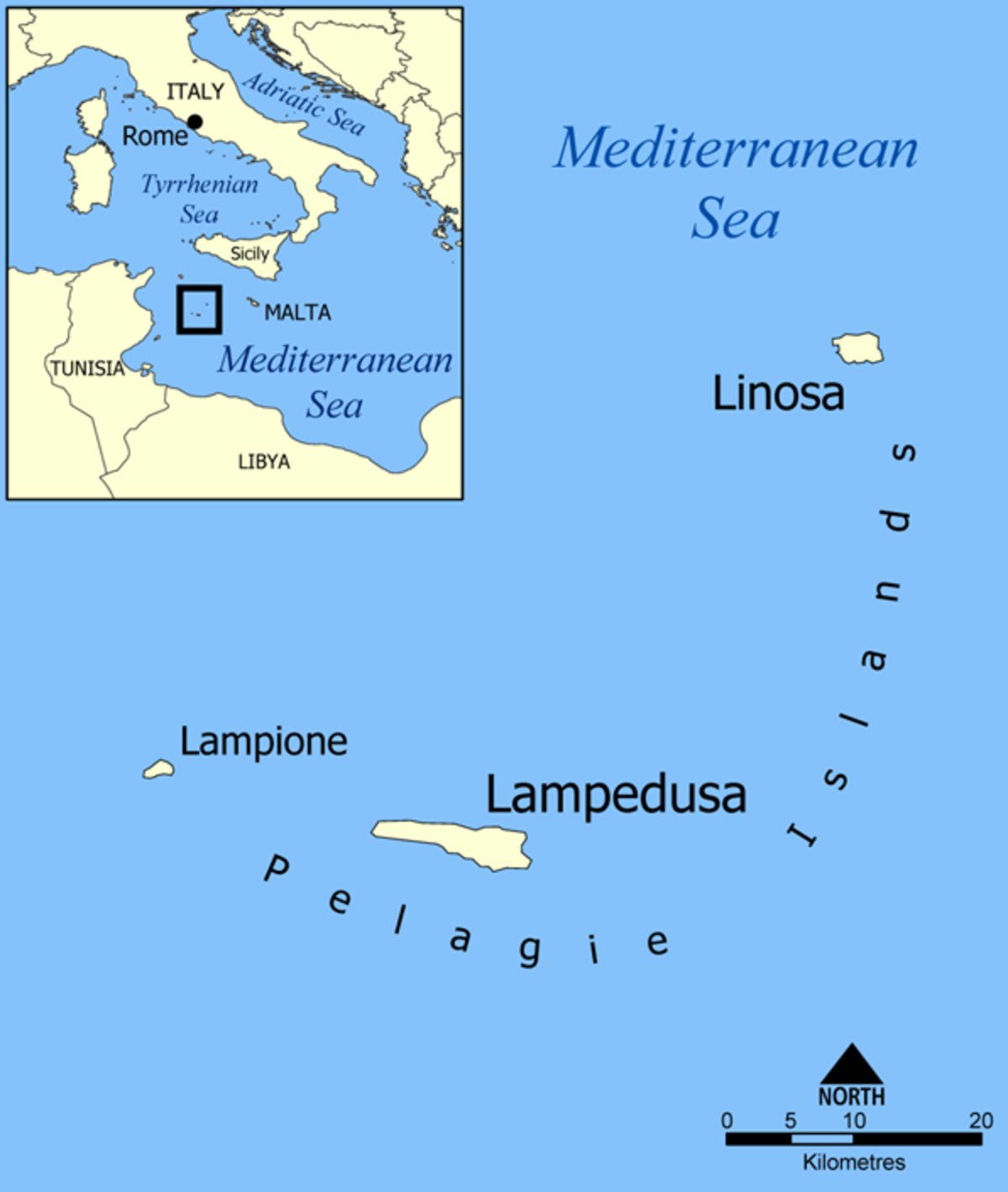 Lampedusa et les îles Pélages.