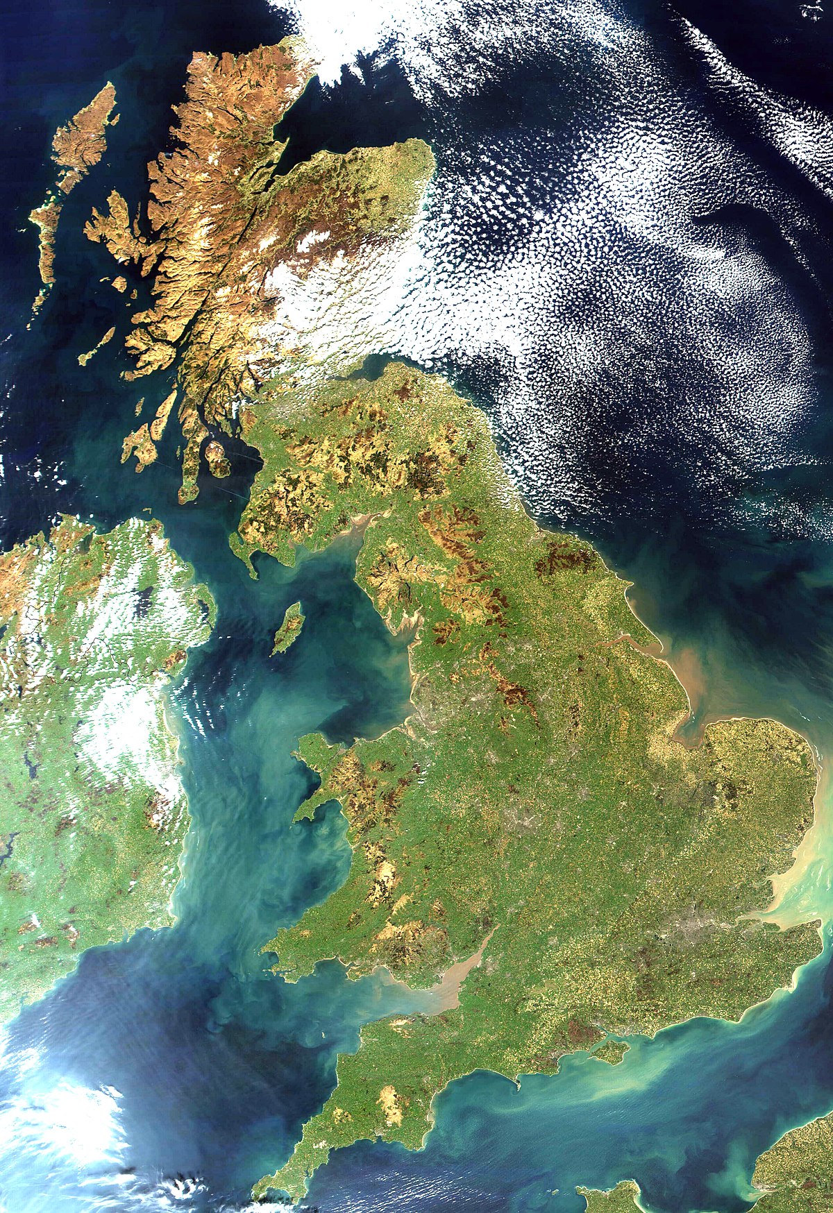 Vue satellite de la Grande-Bretagne