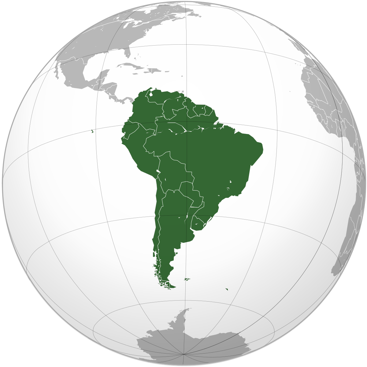 Carte de localisation de l'Amérique du Sud.