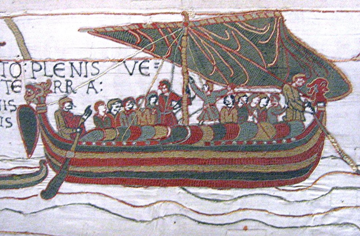 Fragment de la tapisserie de Bayeux montrant un bateau scandinave du XIe siècle