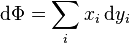 \mathrm{d}\Phi=\sum_i x_i\,\mathrm{d}y_i\,