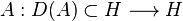 A : D(A) \subset H \longrightarrow H
