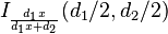 I_{\frac{d_1 x}{d_1 x + d_2}}(d_1/2, d_2/2)\!