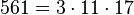 561 = 3 \cdot  11 \cdot  17