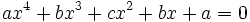 ax^4 + bx^3 + cx^2 + bx + a = 0\,