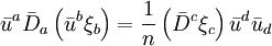 \bar u^a \bar D_a \left(\bar u^b \xi_b \right) = \frac{1}{n} \left(\bar D^c \xi_c\right) \bar u^d \bar u_d