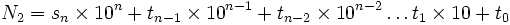 N_2=s_{n} \times 10^n+t_{n-1} \times 10^{n-1}+t_{n-2} \times 10^{n-2} \ldots t_{1} \times 10 + t_{0}