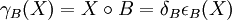 \gamma_B(X) = X \circ B = \delta_B \epsilon_B (X)