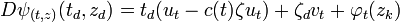D\psi_{(t,z)}(t_d,z_d) =t_d(u_t -c(t)\zeta u_t) + \zeta_d v_t + \varphi_t(z_k) \;