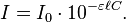 I = I_0 \cdot 10^{-\varepsilon \ell C}.