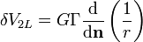 \delta V_{2L} = G\Gamma \frac{\mathrm d}{\mathrm d\mathbf n}\left( \frac{1}{r} \right)