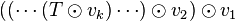 ((\cdots(T \odot v_k) \cdots ) \odot v_2 ) \odot v_1 