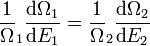 \frac 1\Omega_1 \frac{\text{d}\Omega_1}{\text{d}E_1} = \frac 1\Omega_2 \frac{\text{d}\Omega_2}{\text{d}E_2}