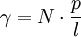 \gamma = N \cdot \frac{p}{l}