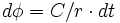  d\phi = C/r \cdot dt