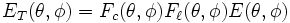 \textstyle{E_T(\theta,\phi)= F_c(\theta,\phi) F_\ell(\theta,\phi) E(\theta,\phi)}