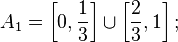 A_1 = \left[0,\frac{1}{3}\right] \cup \left[\frac{2}{3},1\right];