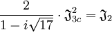 \frac 2{1 - i\sqrt {17}} \cdot \mathfrak J_{3c}^2 = \mathfrak J_2