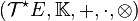 (\mathcal{T}^\star E, \mathbb{K}, +,\cdot, \otimes)