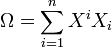 \Omega = \sum_{i=1}^{n} X^i X_i 