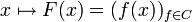 x \mapsto F(x)=( f(x) )_{f \in C}