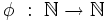 \phi \ : \ \N \rightarrow \N \,\!