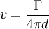 v = \frac{\Gamma}{4\pi d}