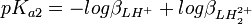 pK_{a2} = -log \beta_{LH^{+}} + log \beta_{LH_2^{2+}}