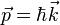 \vec p=\hbar \vec k