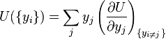 U(\{y_i\})=\sum_j y_j\left(\frac{\partial U}{\partial y_j}\right)_{\{y_{i\ne j}\}}