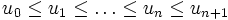 u_0 \le u_1 \le \ldots \le u_n \le u_{n+1}