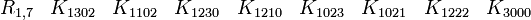  \begin{matrix} R_{1,7} &K_{1302} &K_{1102} &K_{1230} &K_{1210} &K_{1023} &K_{1021} &K_{1222} &K_{3000} \end{matrix} 