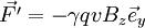 \vec{F'} = - \gamma q v B_z \vec{e}_y