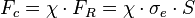 F_c = \chi\cdot F_R = \chi\cdot\sigma_e\cdot S
