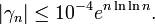 |\gamma_n| \le 10^{-4}e^{n\ln \ln n}.
