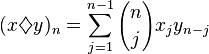(x \diamondsuit y)_n = \sum_{j=1}^{n-1} {n \choose j} x_j y_{n-j}