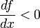\frac{df}{dx} < 0 