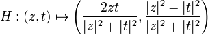  H :(z,t)\mapsto \left(\frac{2z\overline t}{\vert z\vert^2+ \vert t\vert^2}, \frac{\vert z\vert^2- \vert t\vert^2}{\vert z\vert^2+ \vert t\vert^2}\right) 