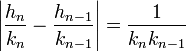 \left|\frac{h_n}{k_n}-\frac{h_{n-1}}{k_{n-1}} \right| = \frac{1}{k_nk_{n-1}}
