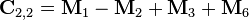 \mathbf{C}_{2,2} = \mathbf{M}_{1} - \mathbf{M}_{2} + \mathbf{M}_{3} + \mathbf{M}_{6}