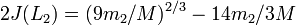                         \ 2J(L_2) = (9m_2/M)^{2/3}-14m_2/3M