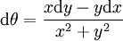\mathrm{d}\theta = \frac{x\mathrm{d}y-y\mathrm{d}x}{x^2+y^2}