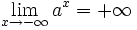 \lim_{x \to -\infty} a^x = +\infty \,\!