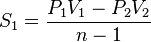 S_1 = \frac{P_1V_1-P_2V_2}{n-1}