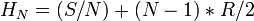 \ H_{N} = (S/N) + (N-1) * R/2 \,